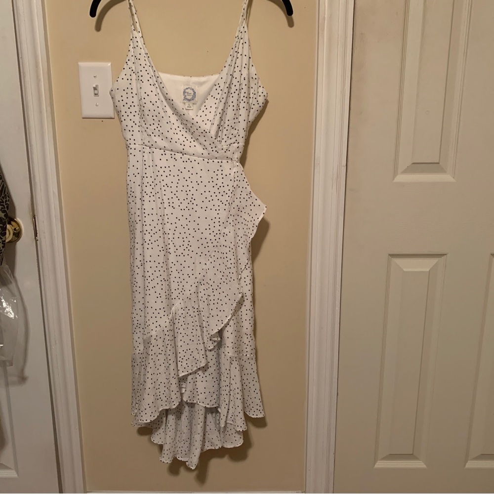 Francesca's Blue Rain Hi-Low Wrap Ruffle Dress Size S Graduation